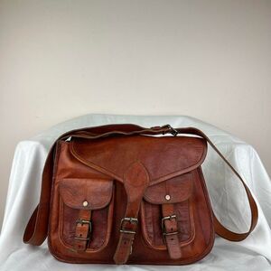Komal's Real Leather Vintage Brown Soft Leather Messenger Cross Body Bag Purse